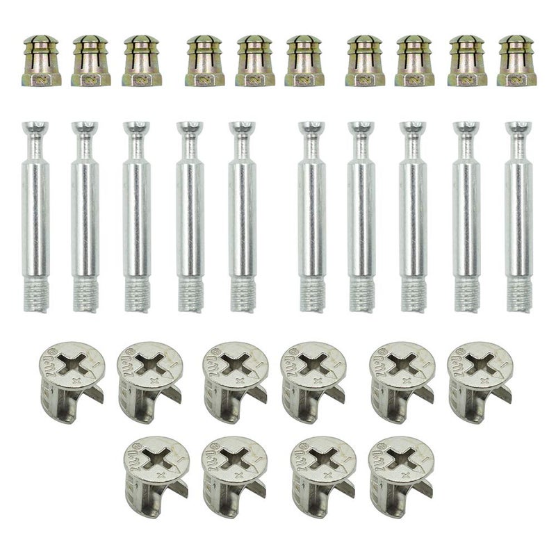 PHITUODA 10Set Cabinet Furniture Connecting Cam Fitting with Dowel and Pre-Inserted Nut - Image 1